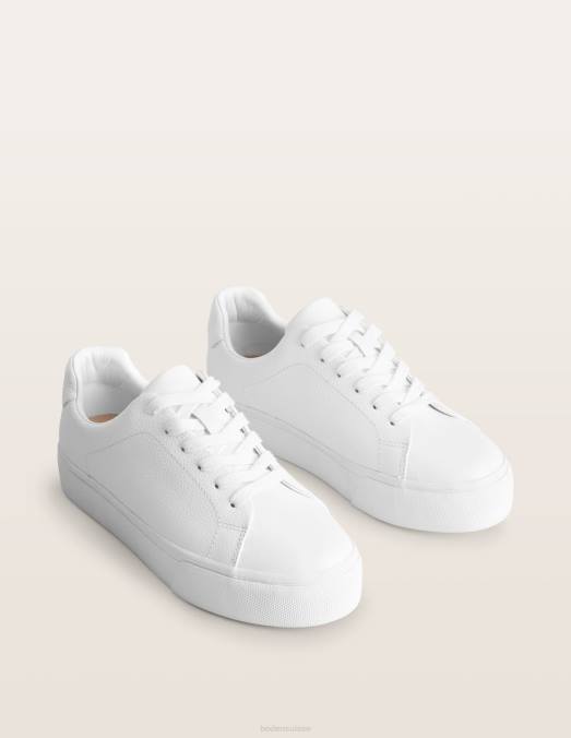 Boden chaussure cuir foulonné blanc femmes baskets à plateforme LB2X686