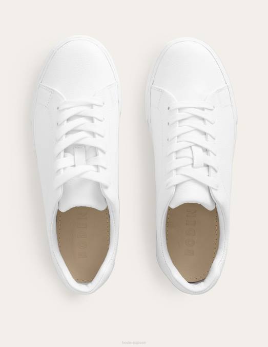 Boden chaussure cuir foulonné blanc femmes baskets à plateforme LB2X686