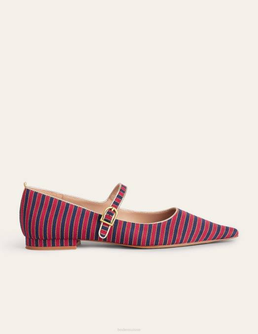 Boden chaussure rayure rouge/marine femmes chaussures mary jane à bout pointu LB2X2329