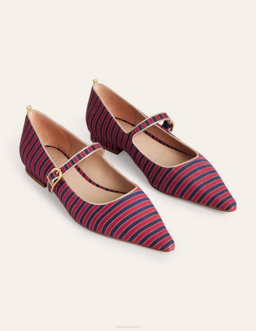 Boden chaussure rayure rouge/marine femmes chaussures mary jane à bout pointu LB2X2329