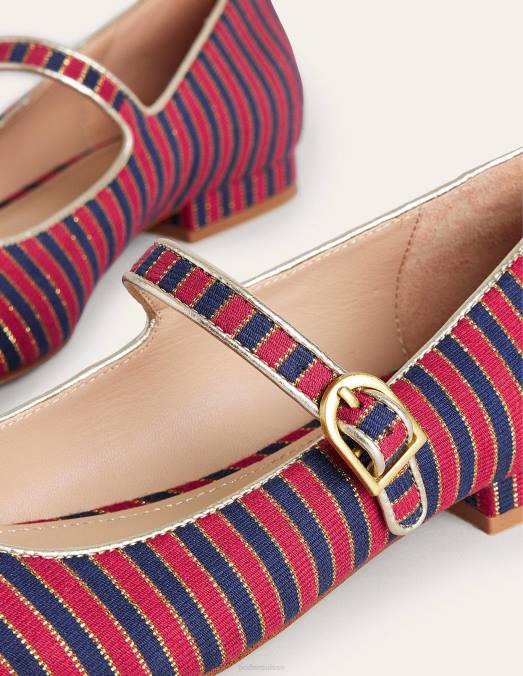 Boden chaussure rayure rouge/marine femmes chaussures mary jane à bout pointu LB2X2329