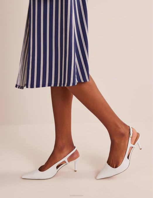 Boden chaussure cuir foulonné blanc cassé femmes talons à bride arrière découpés LB2X723