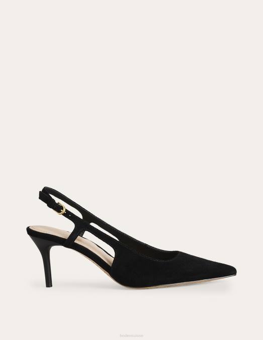 Boden chaussure daim de chevreau noir femmes talons à bride arrière découpés LB2X722