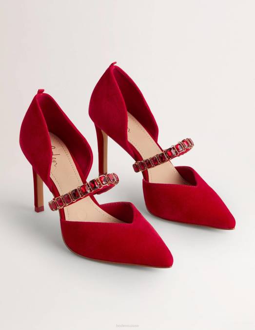 Boden chaussure poinsettia femmes escarpins à talons avec bride en cristal rouge LB2X2384