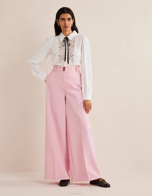 Boden vêtements Ivoire femmes blouse à plastron en dentelle LB2X2508