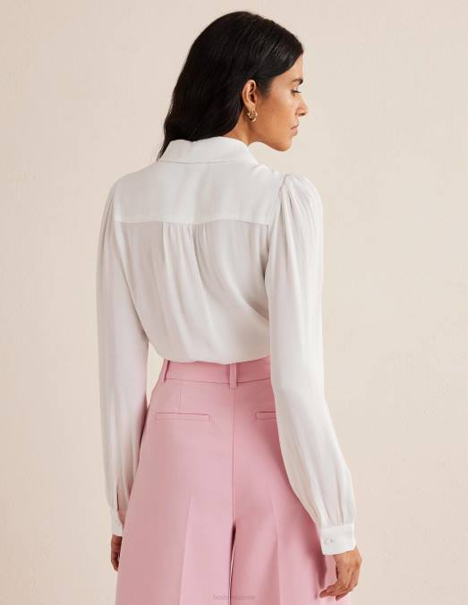 Boden vêtements Ivoire femmes blouse à plastron en dentelle LB2X2508