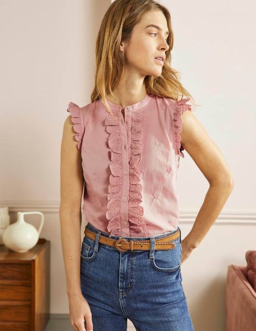 Boden vêtements Milk-shake femmes chemise brodée sans manches LB2X2424