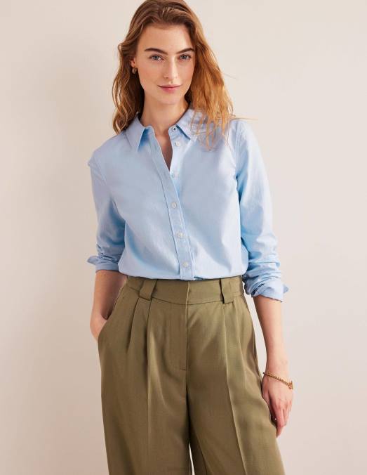 Boden vêtements Oxford bleu femmes chemise droite en coton LB2X2569