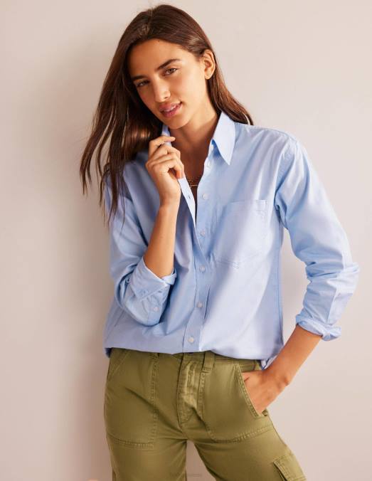 Boden vêtements Oxford bleu femmes chemise en coton connie LB2X316