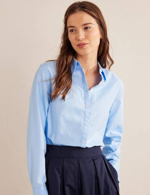 Boden vêtements Oxford bleu femmes nouvelle chemise décontractée en coton LB2X1381