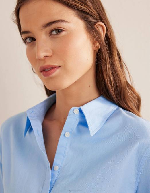 Boden vêtements Oxford bleu femmes nouvelle chemise décontractée en coton LB2X1381