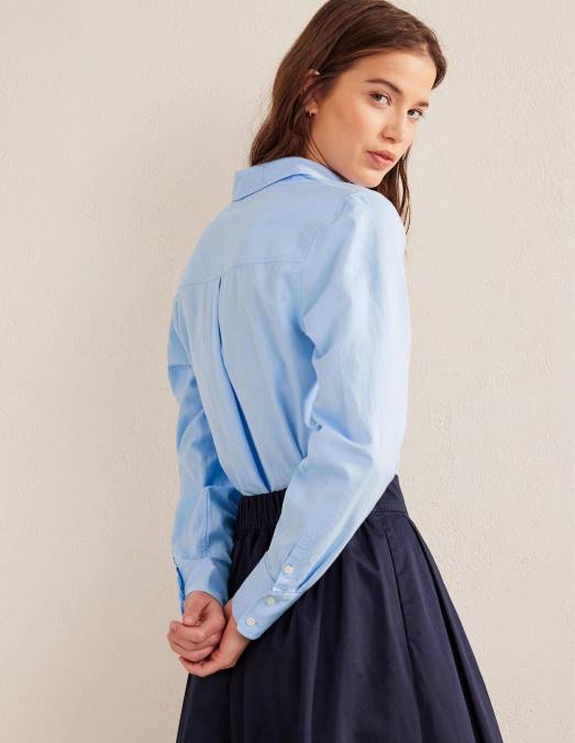 Boden vêtements Oxford bleu femmes nouvelle chemise décontractée en coton LB2X1381