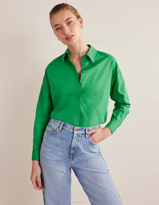 Boden vêtements abeille verte femmes chemise oversize en coton LB2X1847