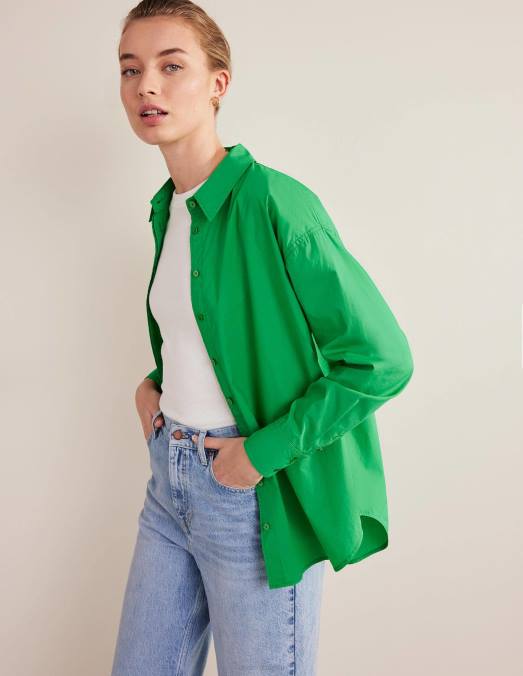 Boden vêtements abeille verte femmes chemise oversize en coton LB2X1847