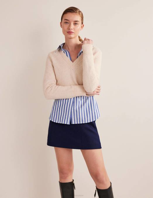 Boden vêtements bande de cobalt femmes chemise oversize en coton LB2X1084