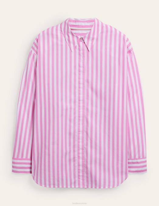 Boden vêtements bande rose femmes chemise oversize en coton LB2X1661