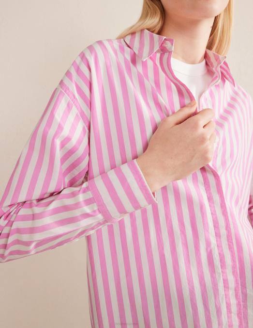 Boden vêtements bande rose femmes chemise oversize en coton LB2X1661