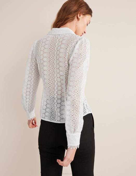 Boden vêtements blanc femmes chemise ajustée en dentelle LB2X1816