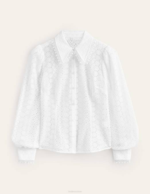 Boden vêtements blanc femmes chemise ajustée en dentelle LB2X1816