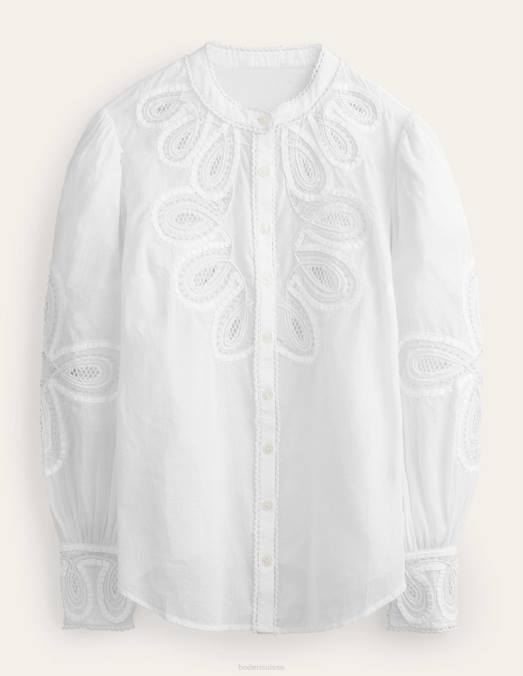 Boden vêtements blanc femmes chemise brodée LB2X1782