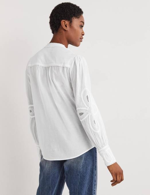 Boden vêtements blanc femmes chemise brodée LB2X1782