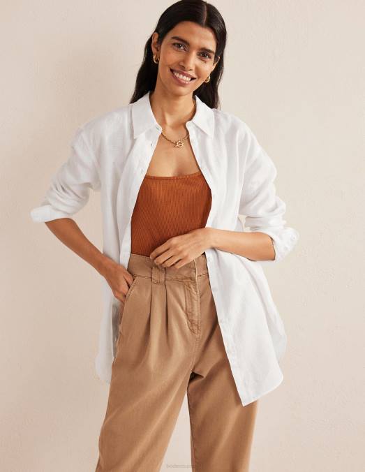Boden vêtements blanc femmes chemise décontractée en lin LB2X933
