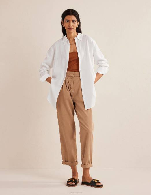 Boden vêtements blanc femmes chemise décontractée en lin LB2X933