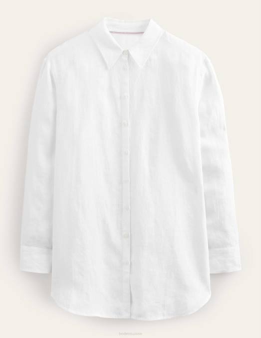 Boden vêtements blanc femmes chemise décontractée en lin LB2X933