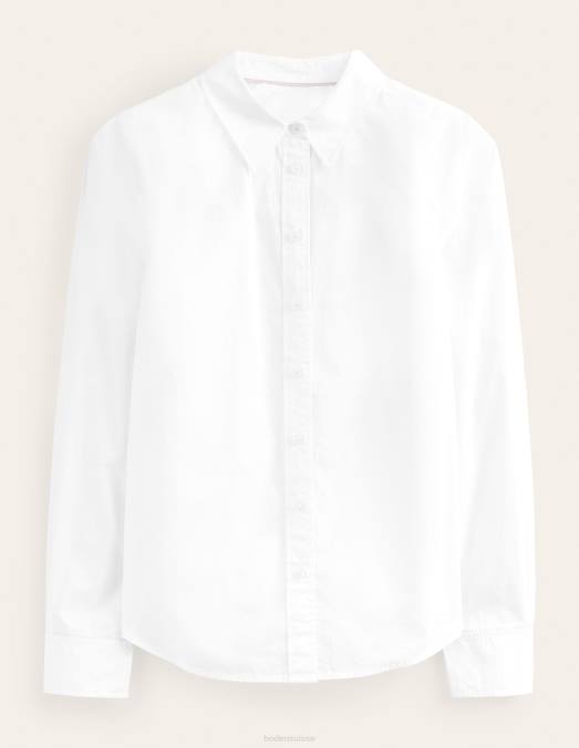 Boden vêtements blanc femmes chemise droite en coton LB2X993