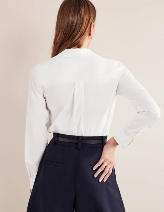 Boden vêtements blanc femmes chemise droite en coton LB2X993