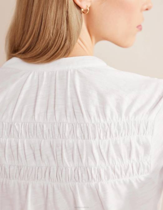 Boden vêtements blanc femmes chemise à empiècement froncé LB2X1920