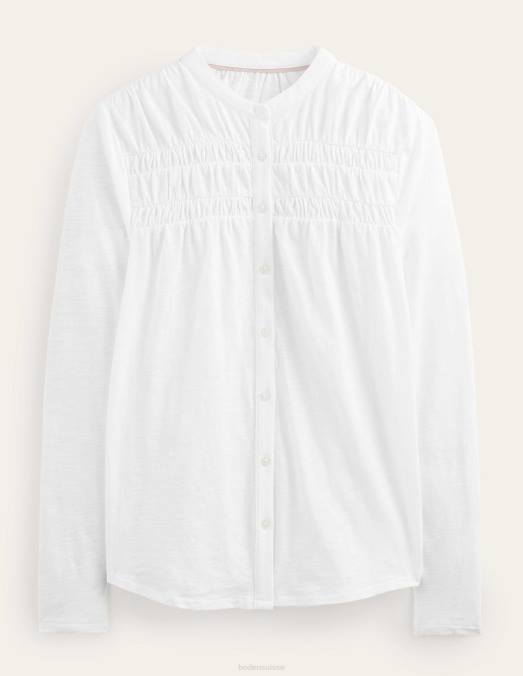 Boden vêtements blanc femmes chemise à empiècement froncé LB2X1920