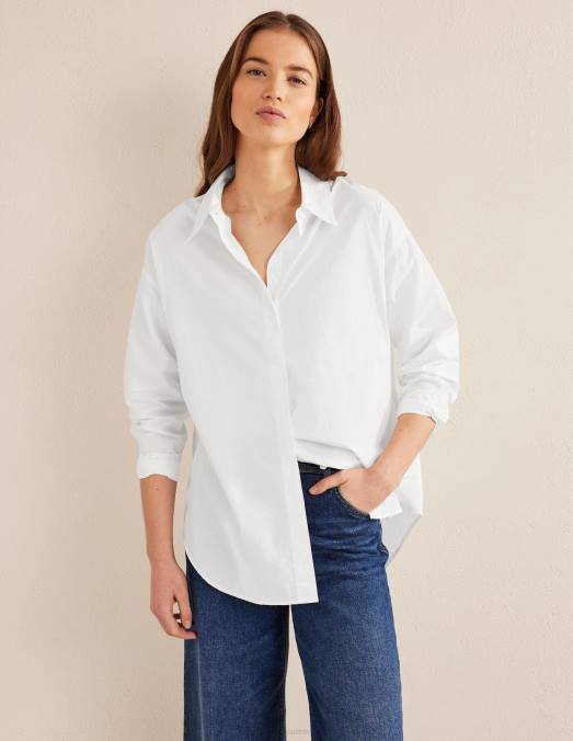 Boden vêtements blanc femmes chemise oversize en coton LB2X974