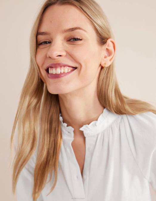Boden vêtements blanc femmes chemise popover en coton pour tous les jours LB2X1623