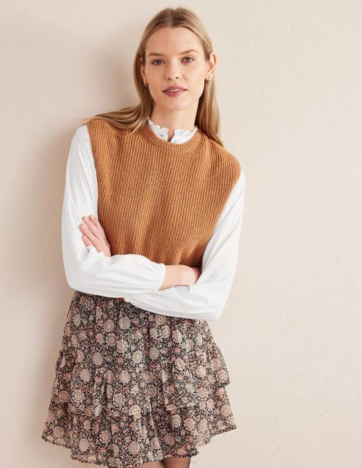 Boden vêtements blanc femmes chemise popover en coton pour tous les jours LB2X1623