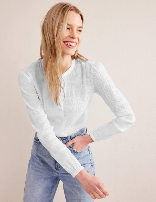 Boden vêtements blanc femmes chemise texturée ajustée LB2X1835