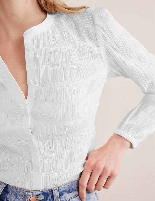 Boden vêtements blanc femmes chemise texturée ajustée LB2X1835