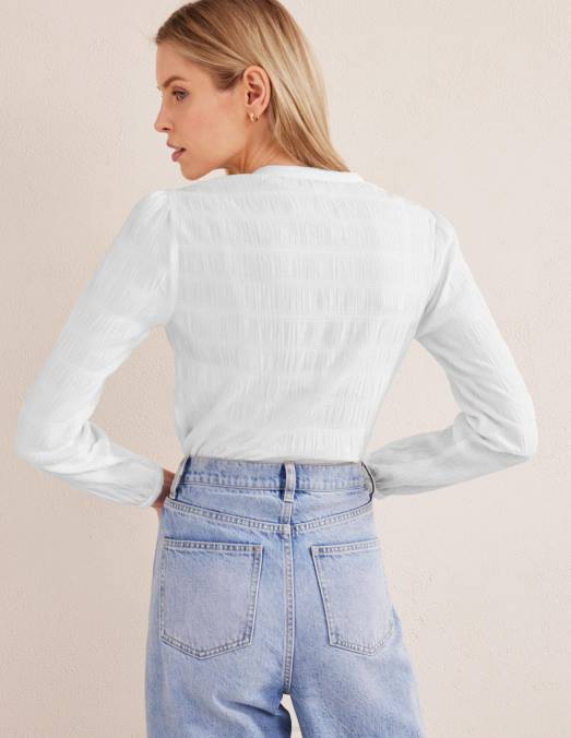 Boden vêtements blanc femmes chemise texturée ajustée LB2X1835