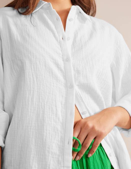 Boden vêtements blanc femmes chemise texturée en coton LB2X973