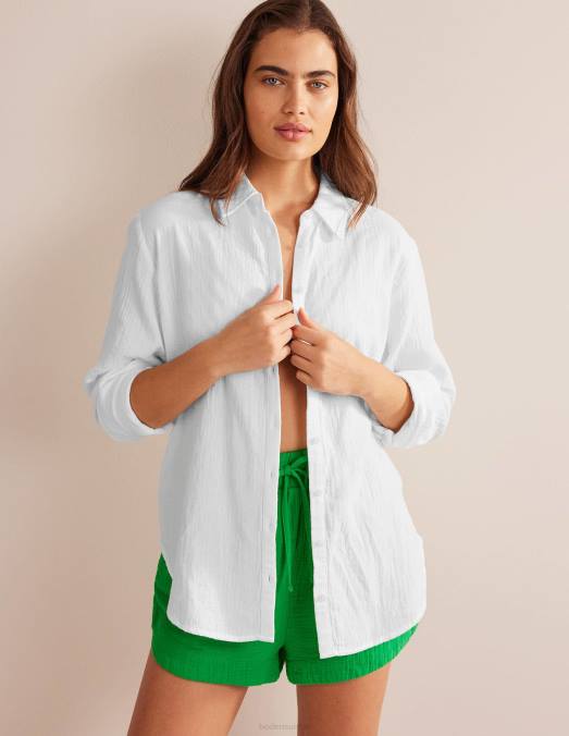 Boden vêtements blanc femmes chemise texturée en coton LB2X973