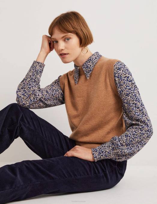 Boden vêtements bleu persan et grappe de feuilles femmes chemise ajustée à pinces LB2X2538