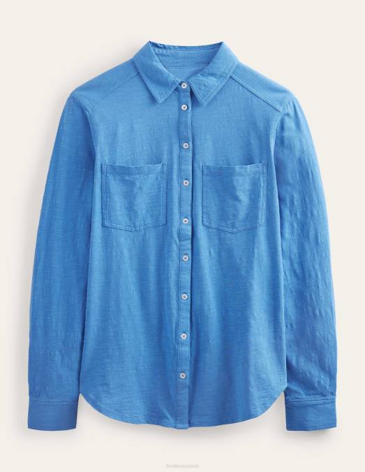 Boden vêtements bleu porcelaine femmes chemise en jersey de coton LB2X2186