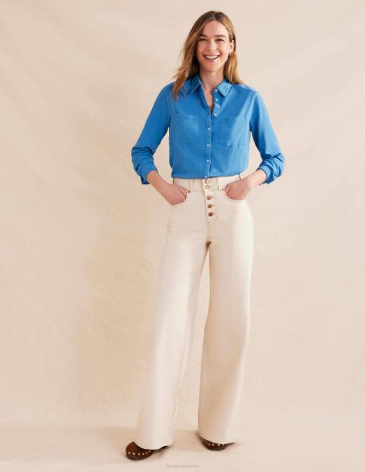 Boden vêtements bleu porcelaine femmes chemise en jersey de coton LB2X2186