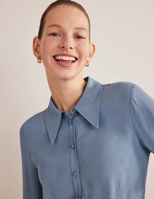 Boden vêtements capitaines bleus femmes chemise de travail ajustée LB2X1726