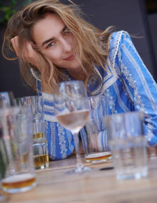 Boden vêtements chambray femmes blouse à bordure en crochet LB2X1956