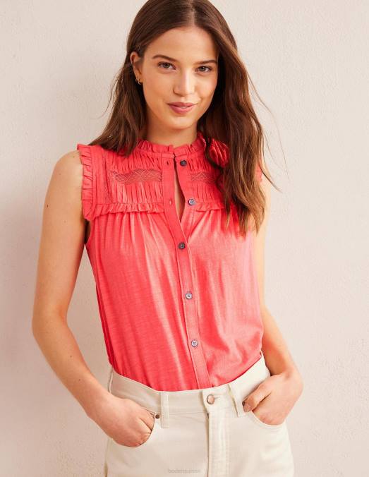 Boden vêtements corail femmes chemise en jersey à détail d'empiècement LB2X1539
