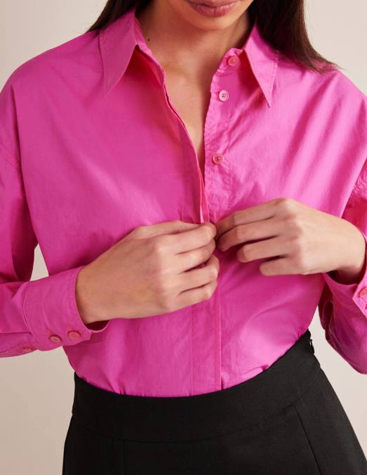 Boden vêtements fedora fuchsia femmes chemise oversize en coton LB2X1750