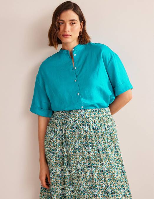 Boden vêtements gemme femmes chemise en lin à manches kimono LB2X1127