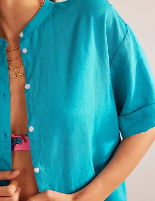 Boden vêtements gemme femmes chemise en lin à manches kimono LB2X1127