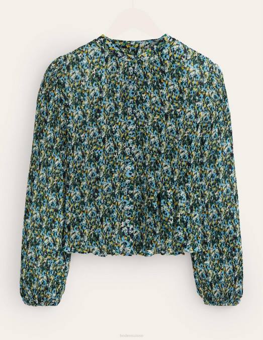 Boden vêtements graines de lin et fleuron pictural femmes blouse plissée LB2X1682